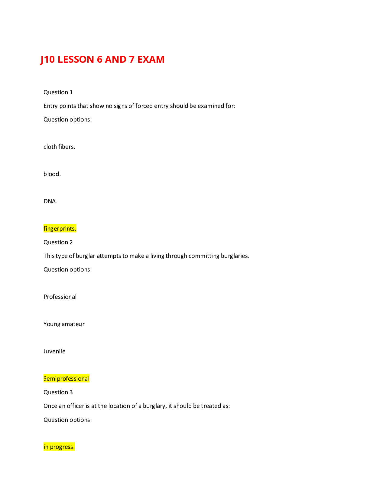 Preview image for J10 Criminal investigation-Lessons 6&7 Exam